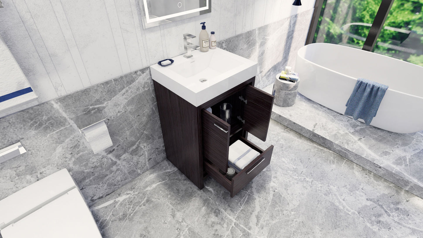 Azure 24" Dark Gray Oak Freestanding Vanity with Reinforced Acrylic Sink