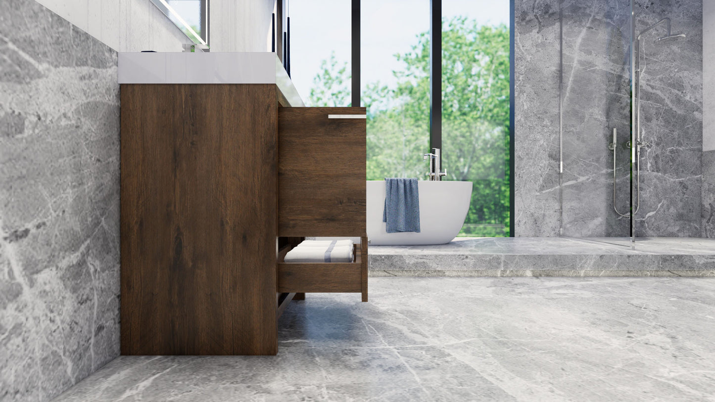 Azure 30" Rosewood Freestanding Vanity with Reinforced Acrylic Sink