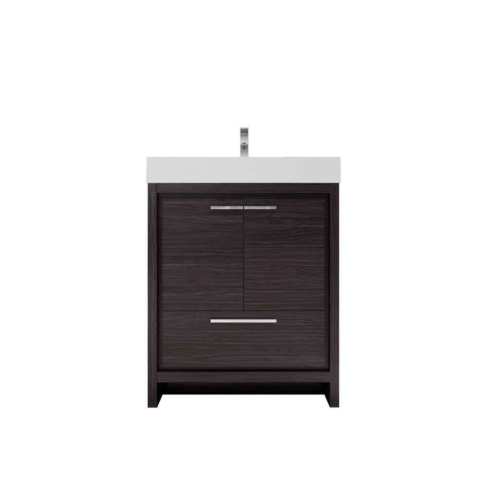 Azure 30" Dark Gray Oak Freestanding Vanity with Reinforced Acrylic Sink