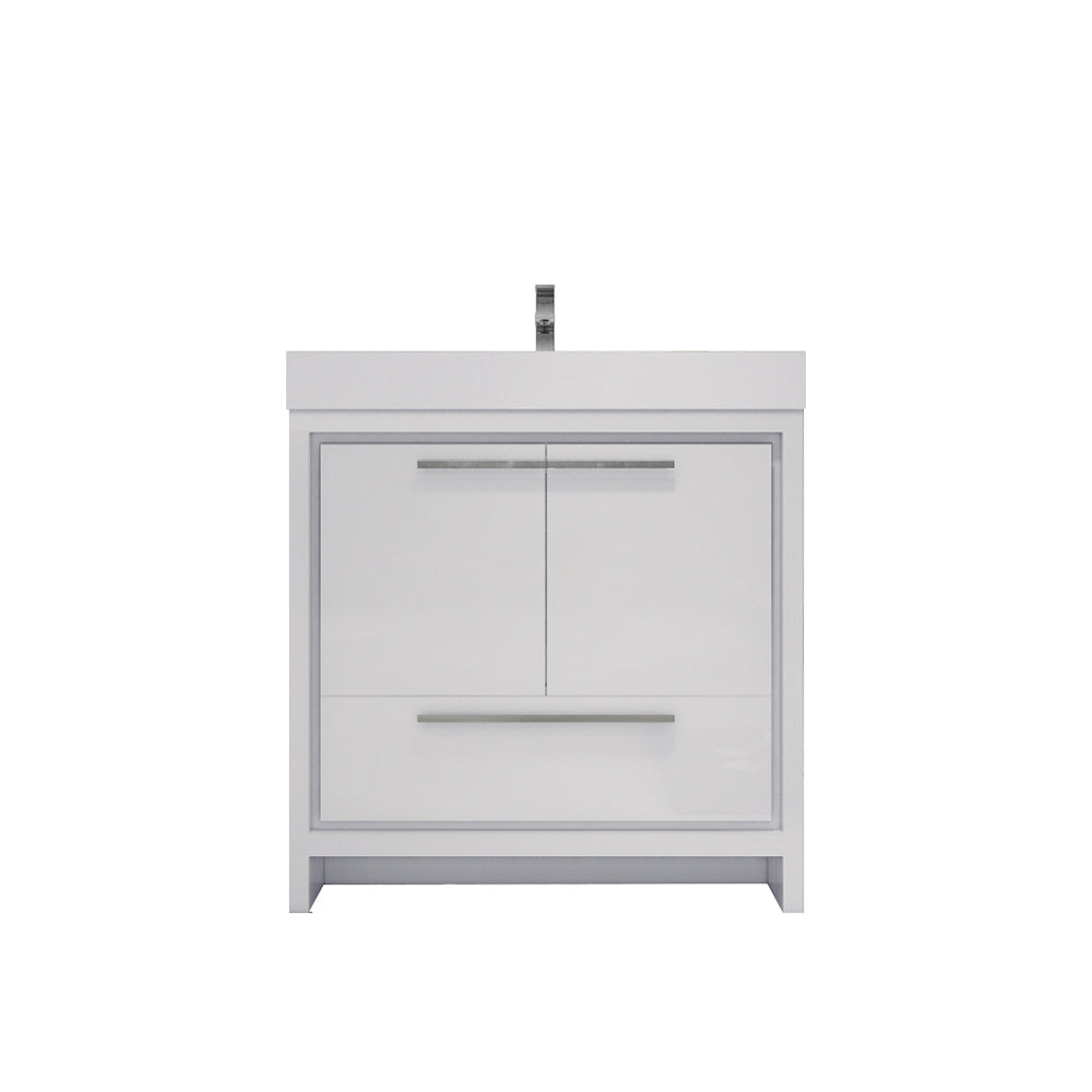 Azure 36" High Gloss White Freestanding Vanity with Reinforced Acrylic Sink
