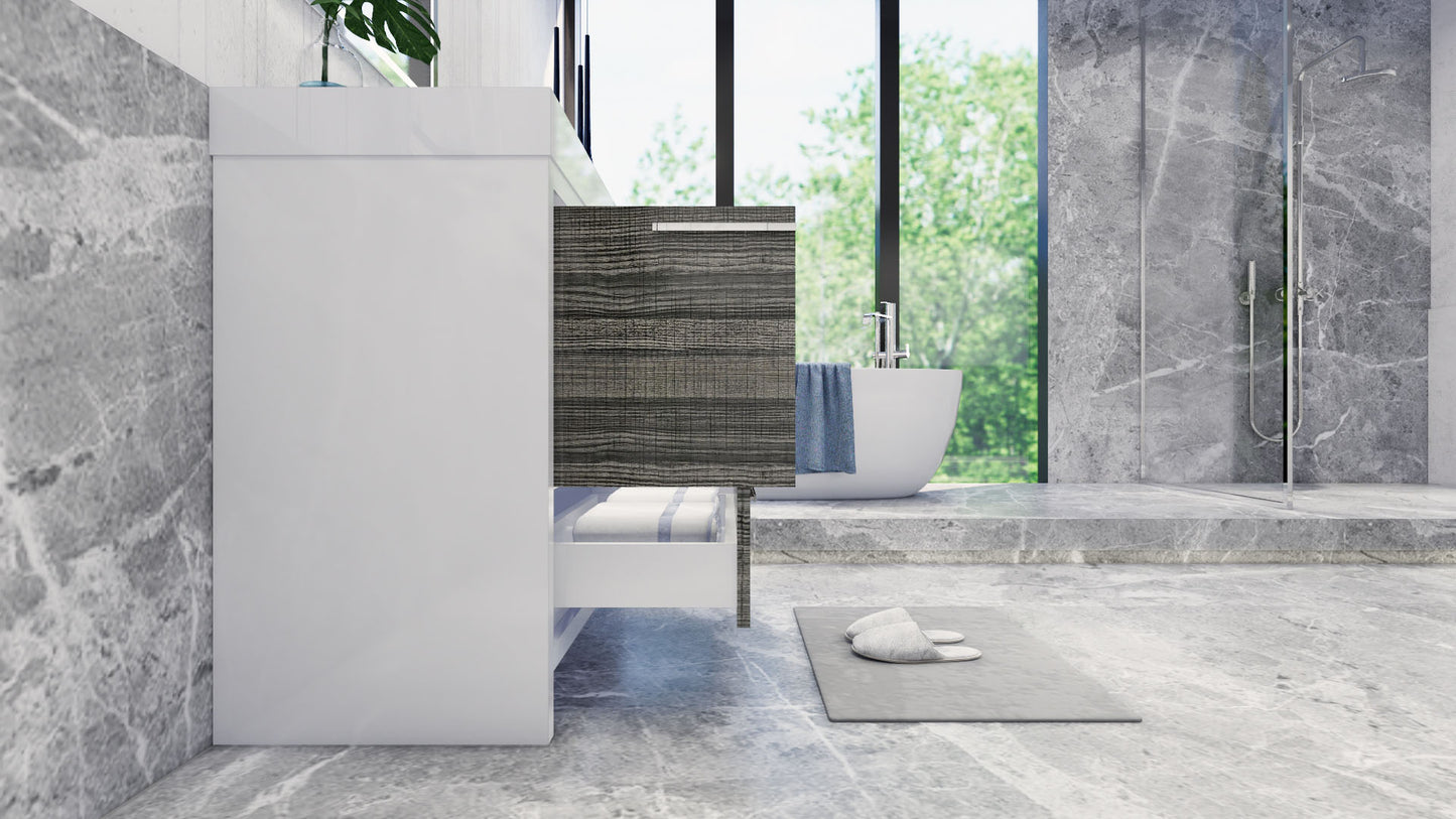 Azure 36" High Gloss Ash Gray Freestanding Vanity with Reinforced Acrylic Sink