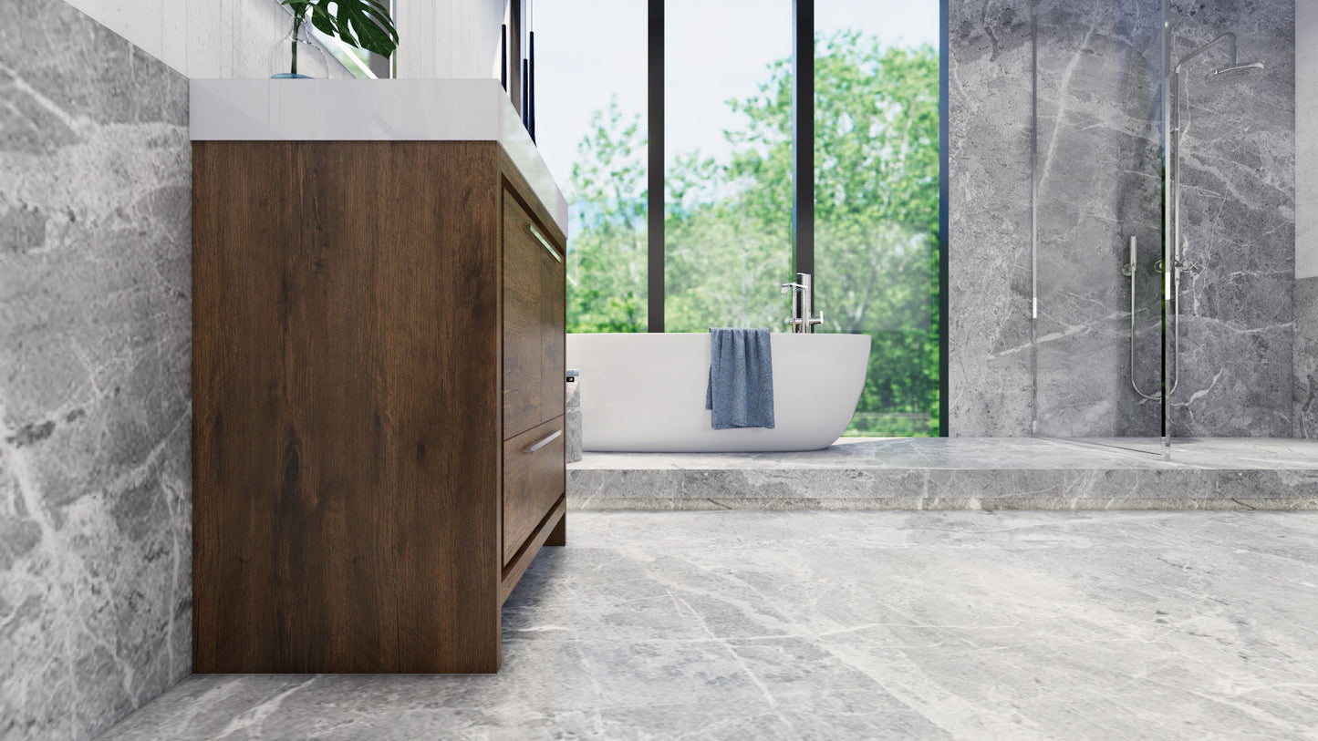 Azure 36" Rosewood Freestanding Vanity with Reinforced Acrylic Sink