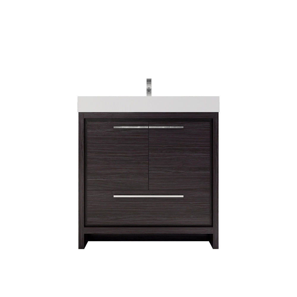 Azure 36" Dark Gray Oak Freestanding Vanity with Reinforced Acrylic Sink