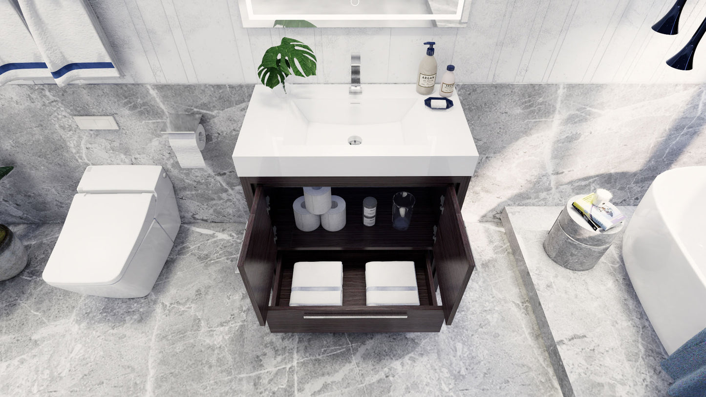 Azure 36" Dark Gray Oak Freestanding Vanity with Reinforced Acrylic Sink