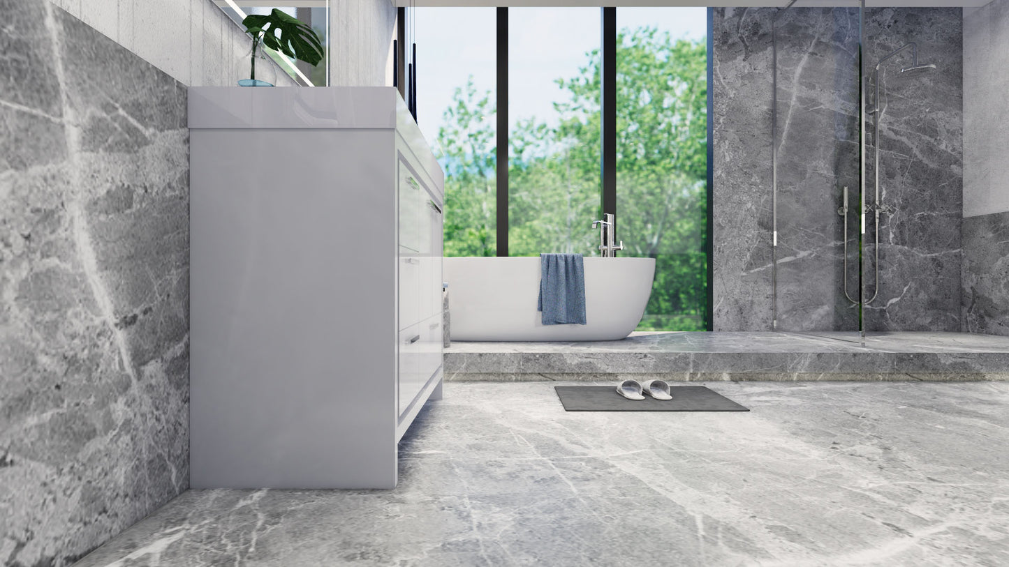 Azure 42" High Gloss White Freestanding Vanity with Reinforced Acrylic Sink (Left Side Drawers)