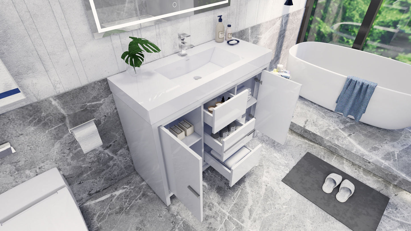 Azure 48" High Gloss White Freestanding Vanity with Reinforced Acrylic Sink