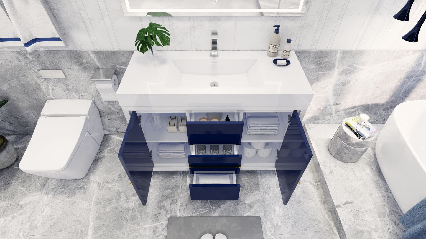 Azure 48" High Gloss Night Blue Freestanding Vanity with Reinforced Acrylic Sink