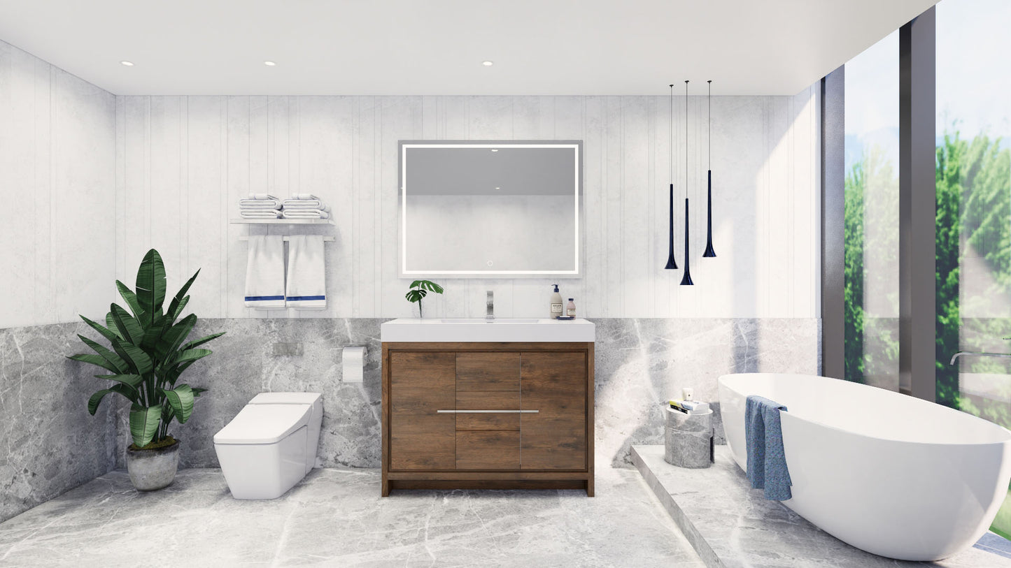 Azure 48" Rosewood Freestanding Vanity with Reinforced Acrylic Sink
