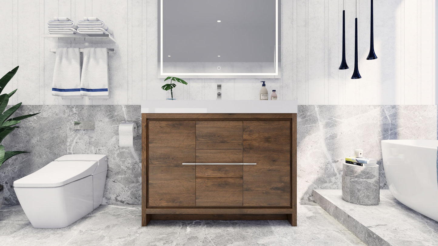 Azure 48" Rosewood Freestanding Vanity with Reinforced Acrylic Sink