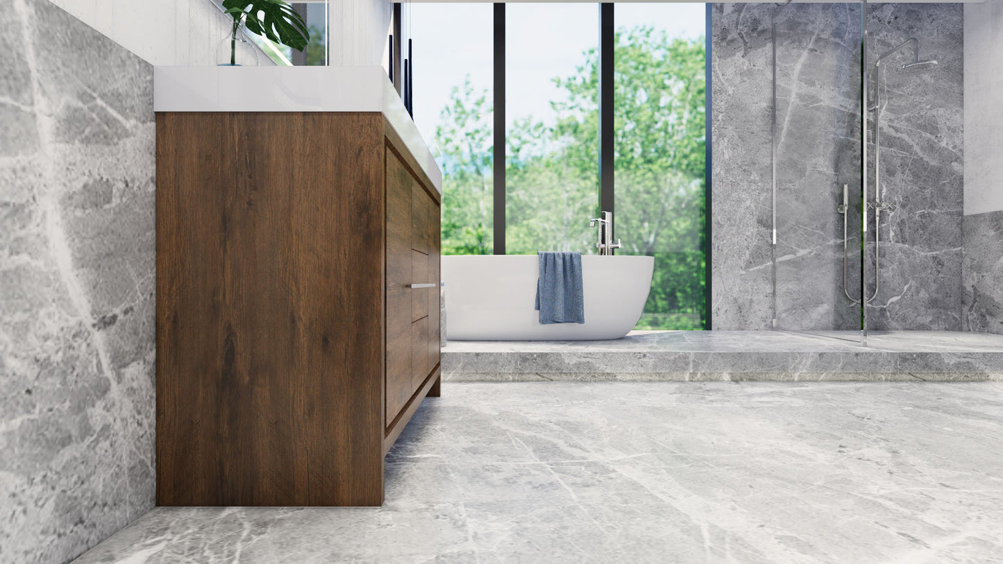 Azure 48" Rosewood Freestanding Vanity with Reinforced Acrylic Sink