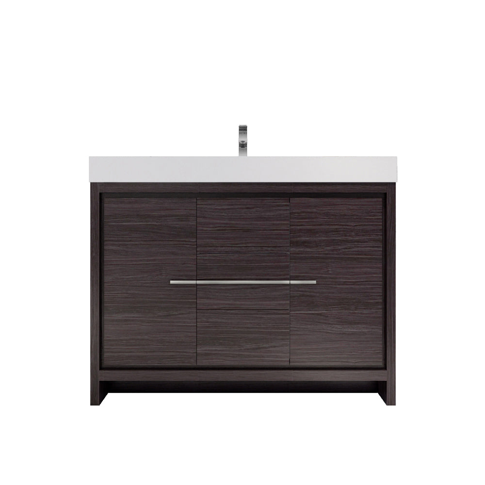 Azure 48" Dark Gray Oak Freestanding Vanity with Reinforced Acrylic Sink