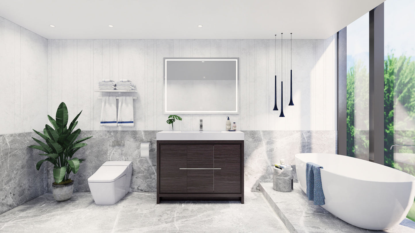 Azure 48" Dark Gray Oak Freestanding Vanity with Reinforced Acrylic Sink