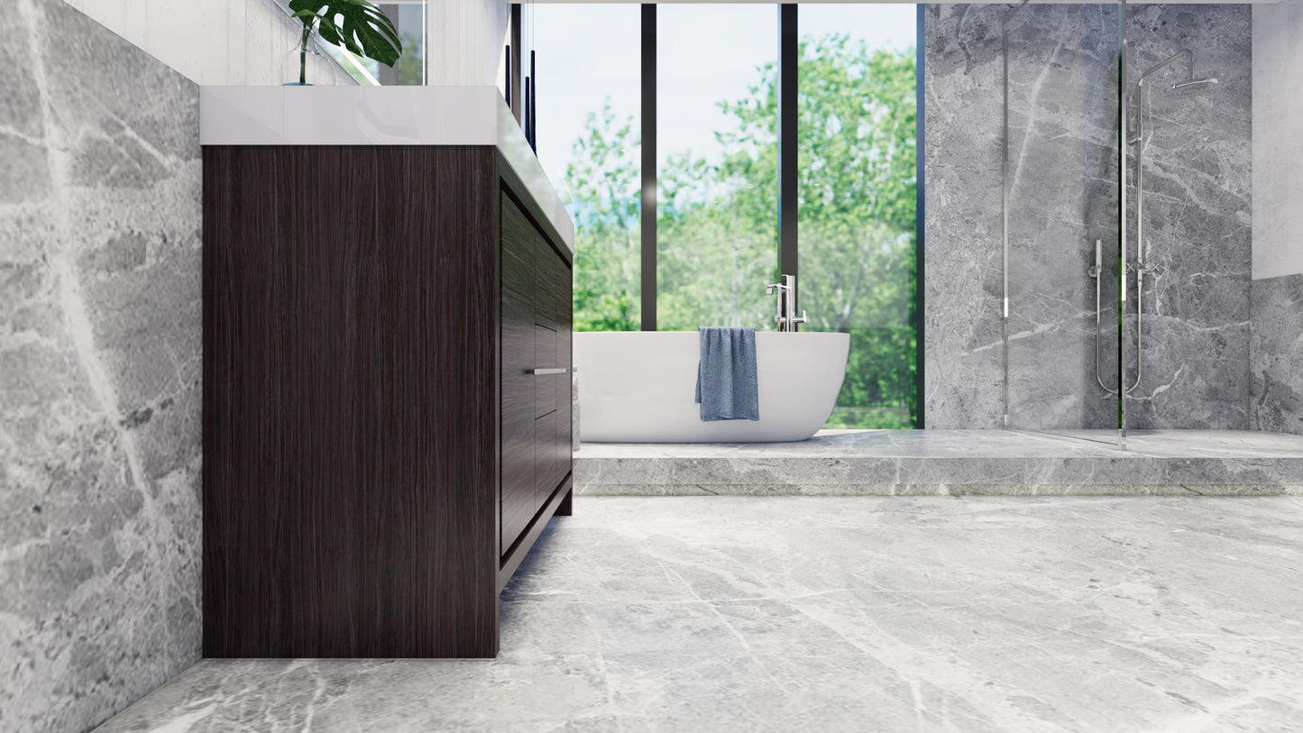 Azure 48" Dark Gray Oak Freestanding Vanity with Reinforced Acrylic Sink