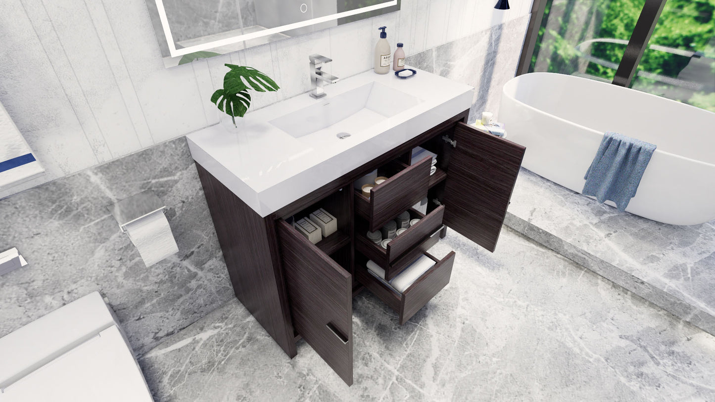 Azure 48" Dark Gray Oak Freestanding Vanity with Reinforced Acrylic Sink