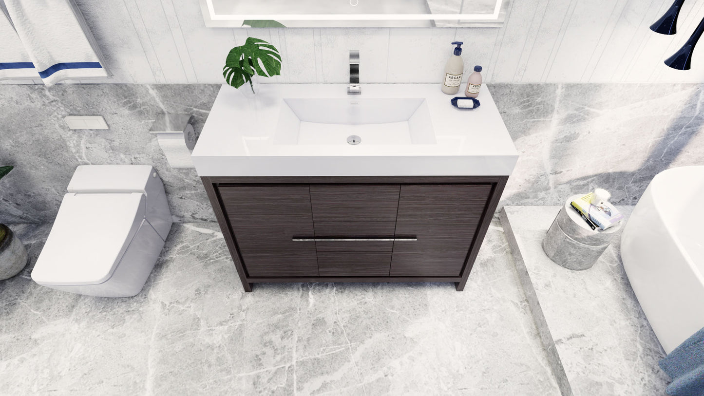 Azure 48" Dark Gray Oak Freestanding Vanity with Reinforced Acrylic Sink
