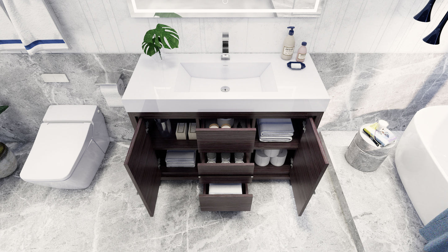 Azure 48" Dark Gray Oak Freestanding Vanity with Reinforced Acrylic Sink