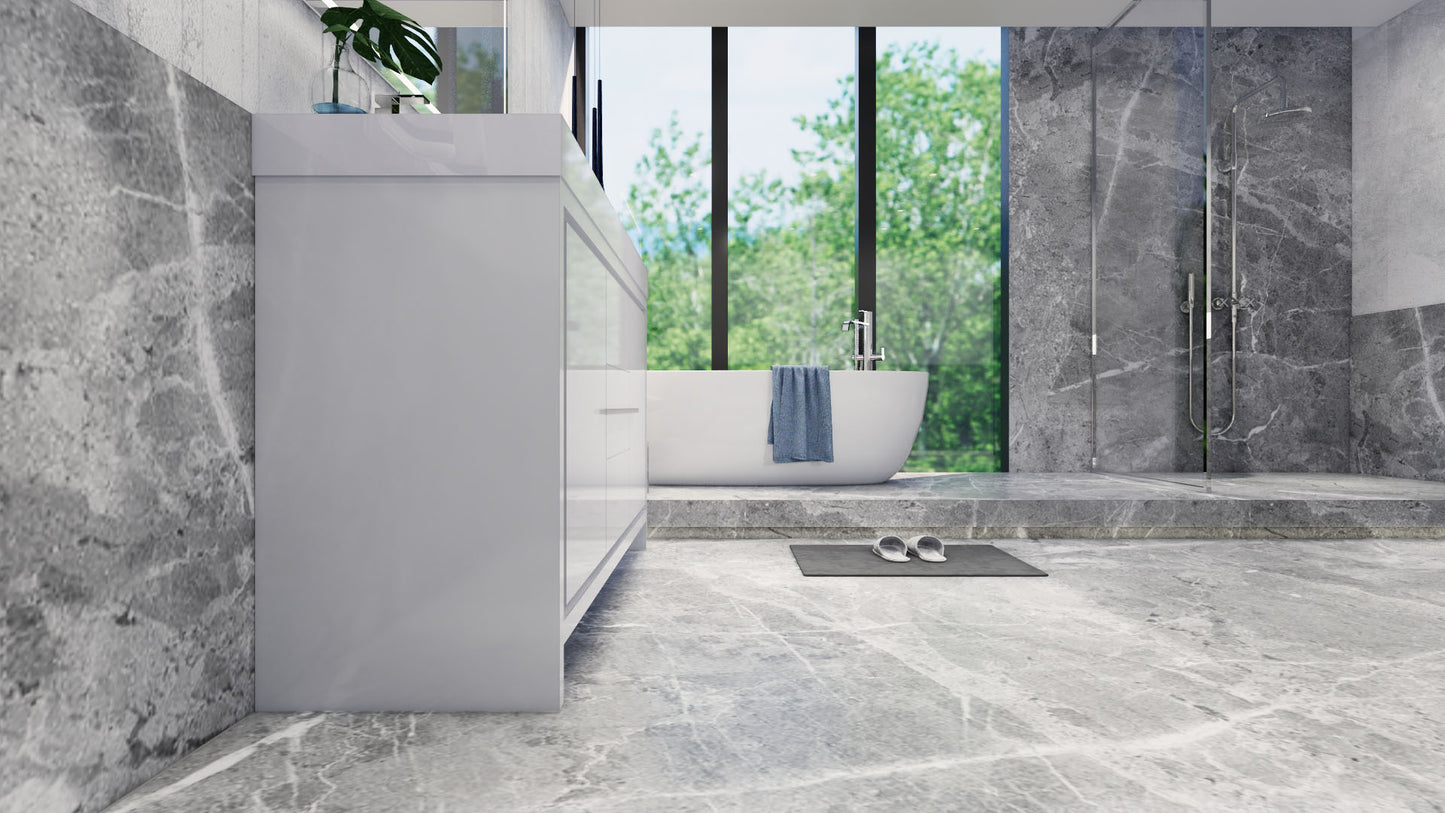 Azure 60" High Gloss White Freestanding Vanity with Reinforced Acrylic Sinks