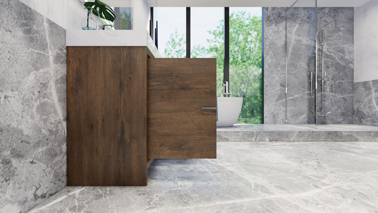 Azure 60" Rosewood Freestanding Vanity with Reinforced Acrylic Sinks