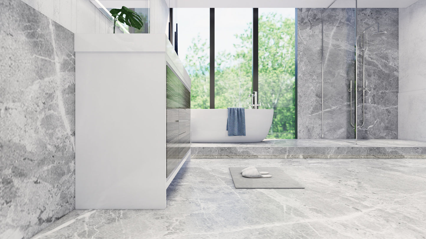 Azure 60" High Gloss Ash Gray Freestanding Vanity with Reinforced Acrylic Sink