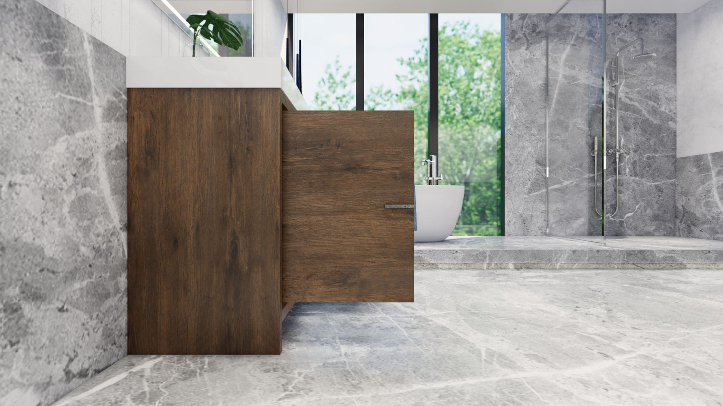 Azure 60" Rosewood Freestanding Vanity with Reinforced Acrylic Sink