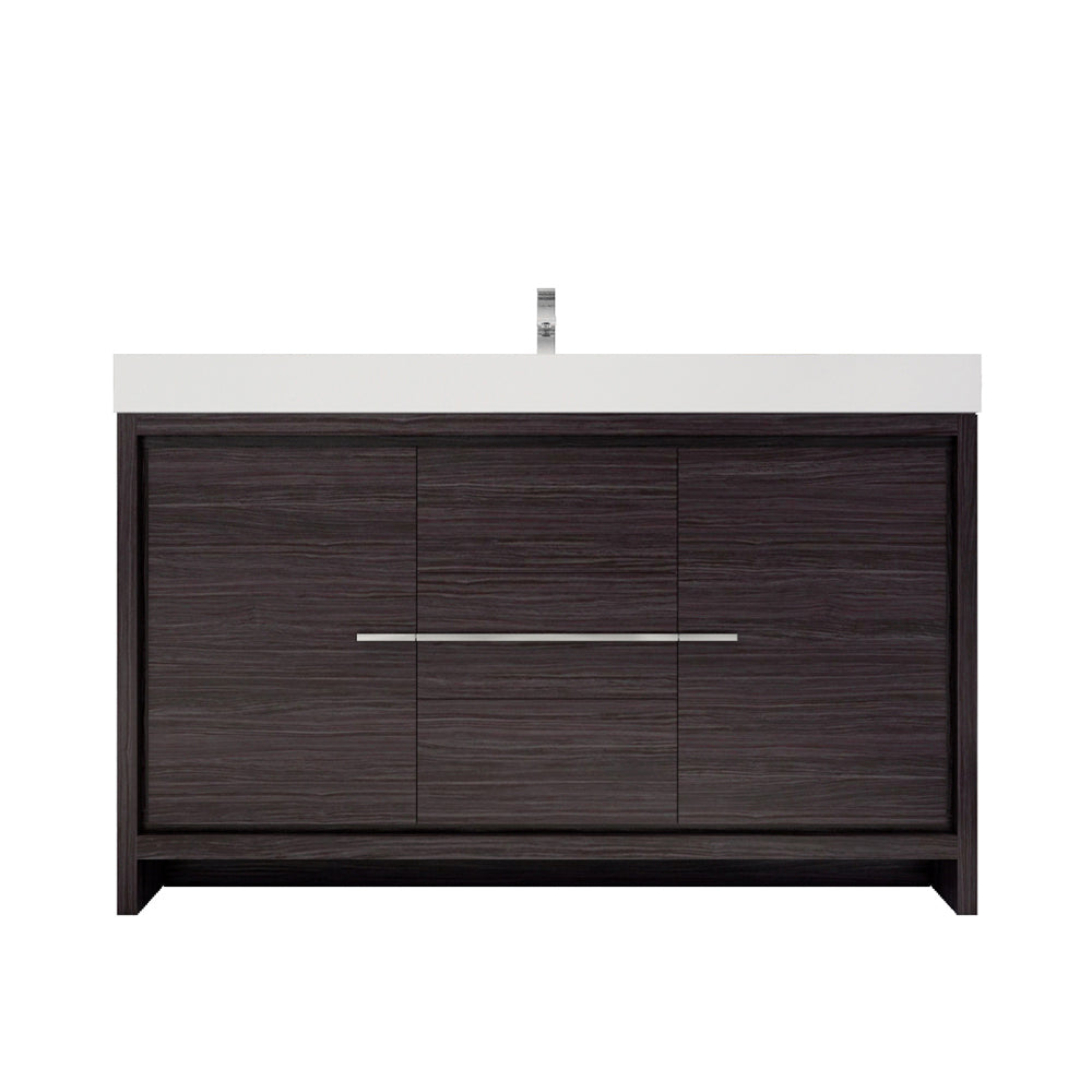 Azure 60" Dark Gray Oak Freestanding Vanity with Reinforced Acrylic Sink