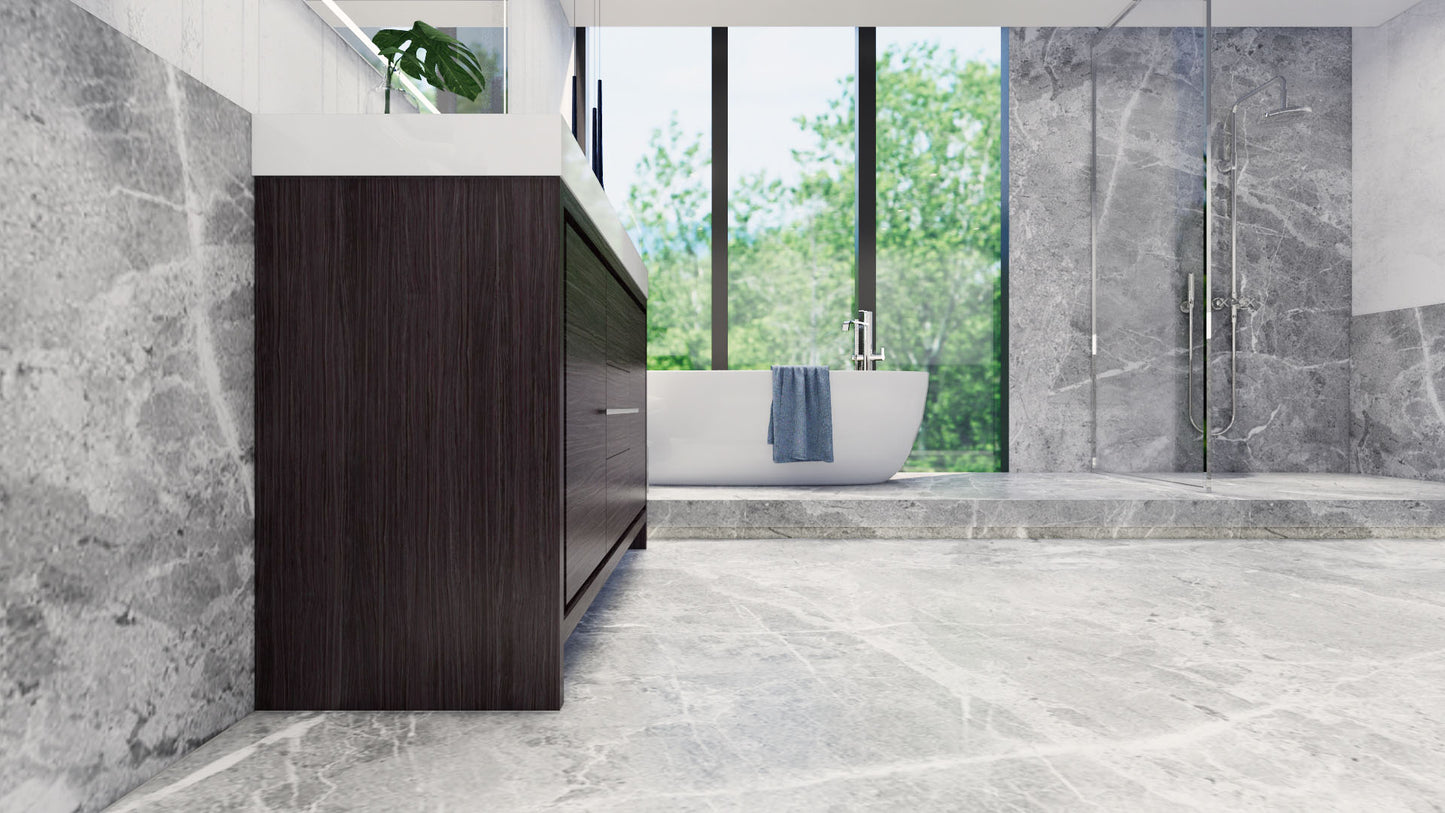 Azure 60" Dark Gray Oak Freestanding Vanity with Reinforced Acrylic Sink