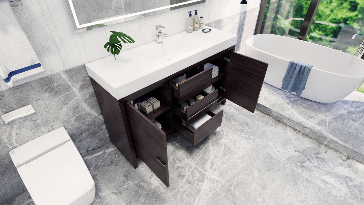 Azure 60" Dark Gray Oak Freestanding Vanity with Reinforced Acrylic Sink