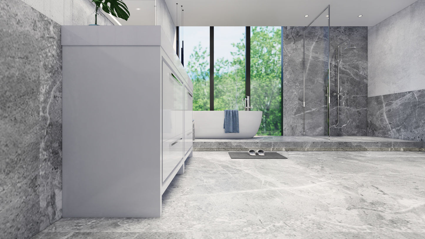 Azure 72" High Gloss White Freestanding Vanity with Reinforced Acrylic Sinks