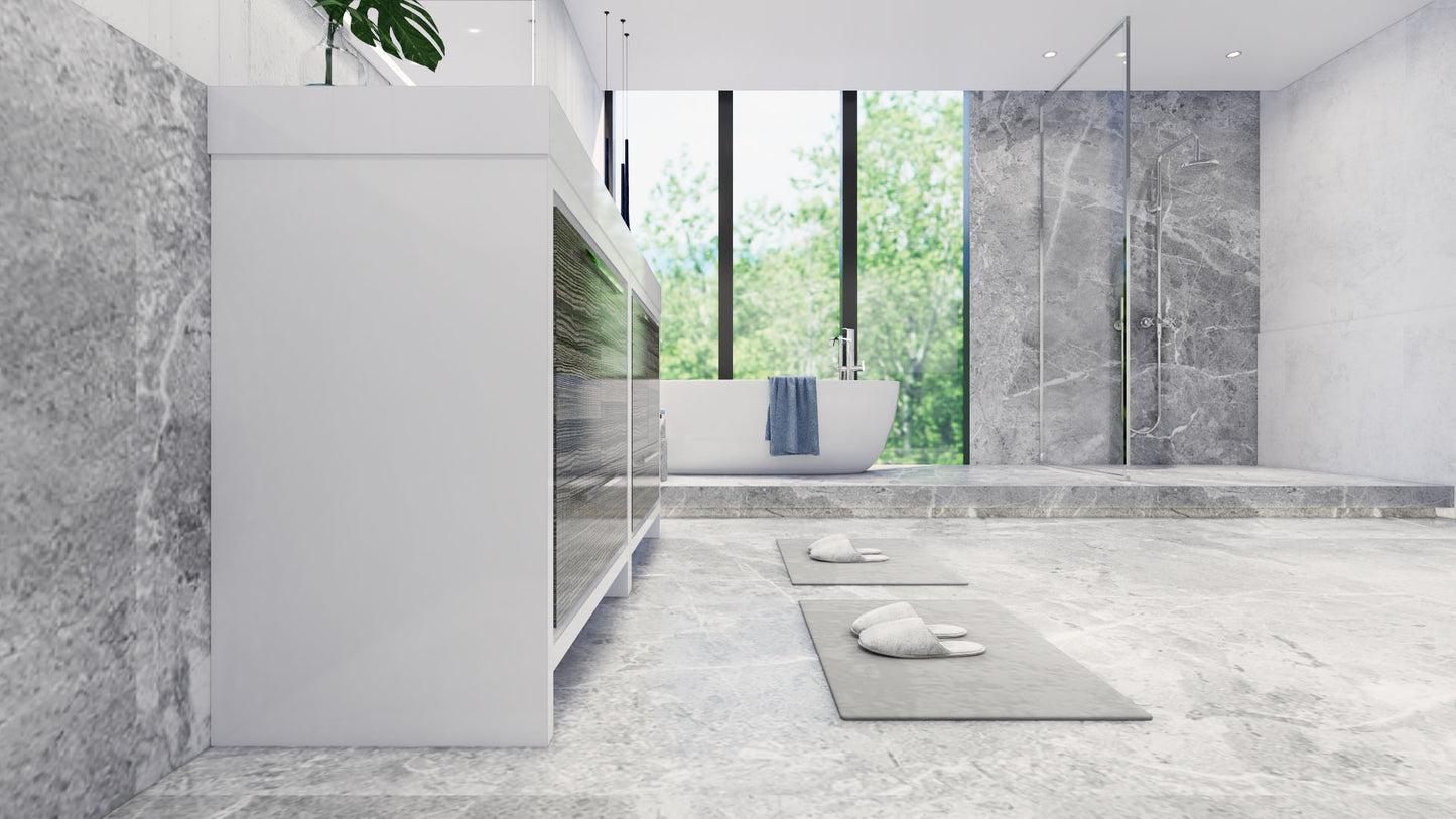 Azure 72" High Gloss Ash Gray Freestanding Vanity with Reinforced Acrylic Sinks