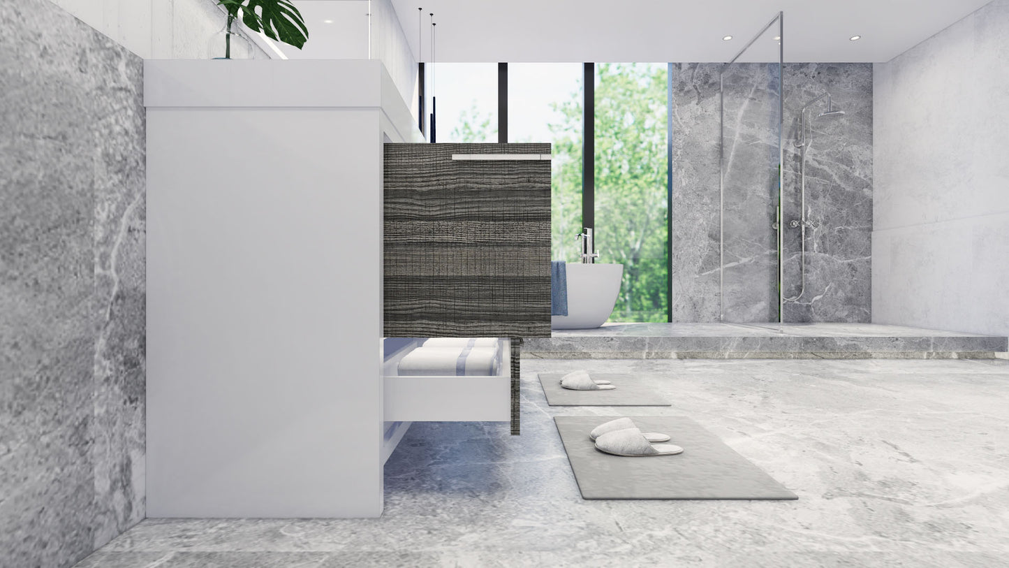 Azure 72" High Gloss Ash Gray Freestanding Vanity with Reinforced Acrylic Sinks