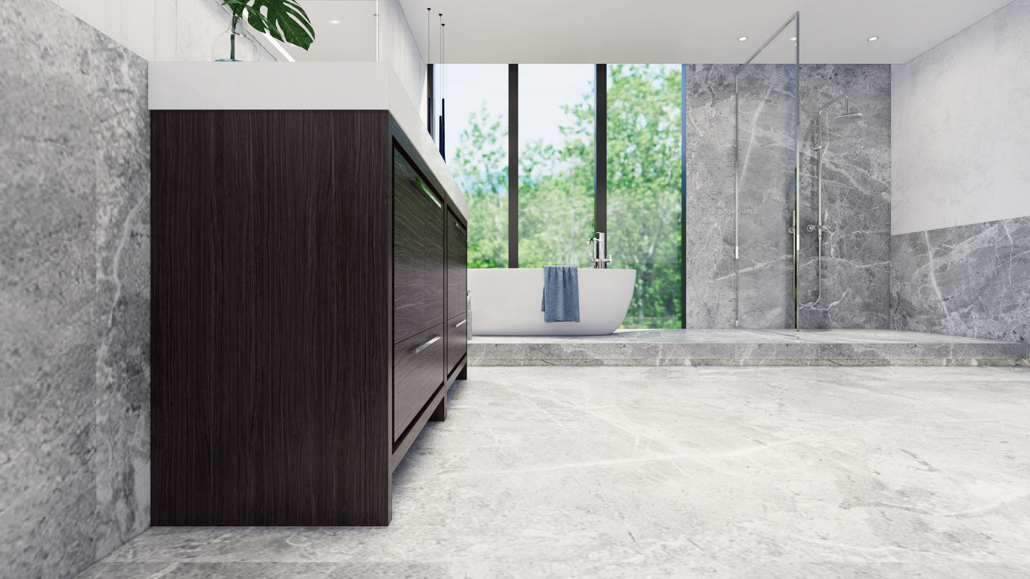 Azure 72" Dark Gray Oak Freestanding Vanity with Reinforced Acrylic Sinks