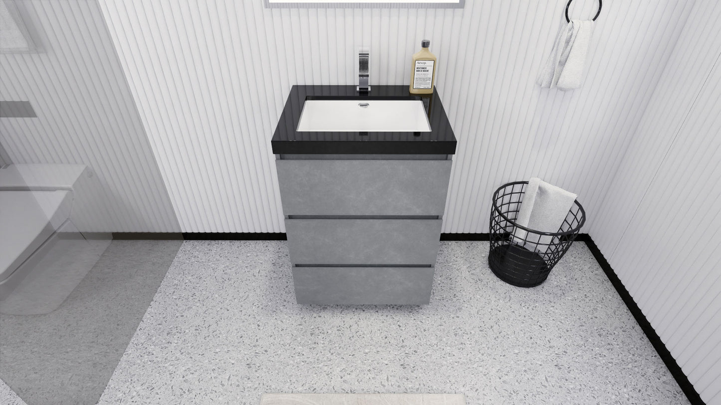 Stanley 24" Cement Gray Freestanding Vanity with Reinforced Acrylic Sink