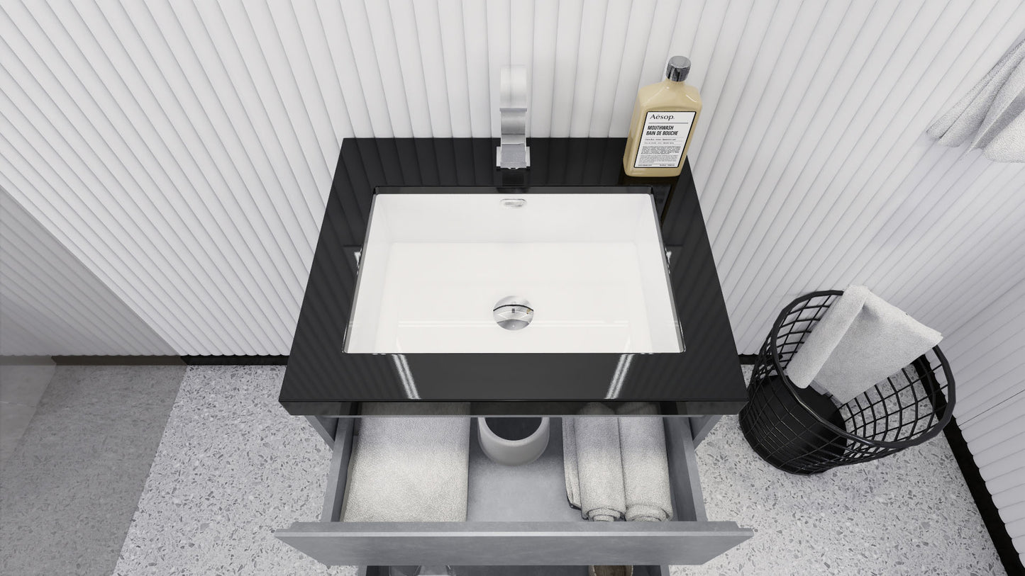 Stanley 24" Cement Gray Freestanding Vanity with Reinforced Acrylic Sink
