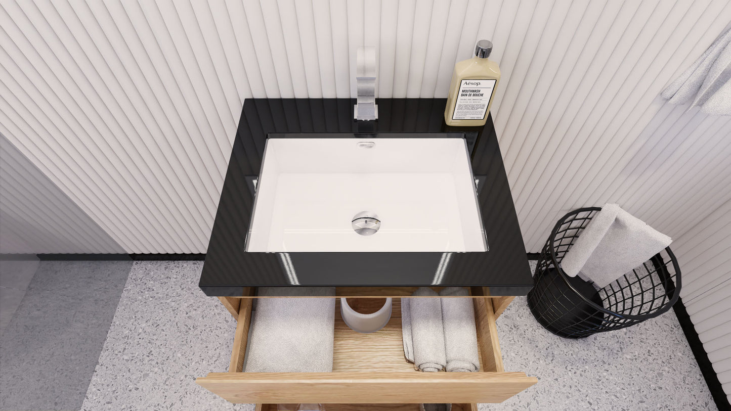 Stanley 24" New England Oak Freestanding Vanity with Reinforced Acrylic Sink