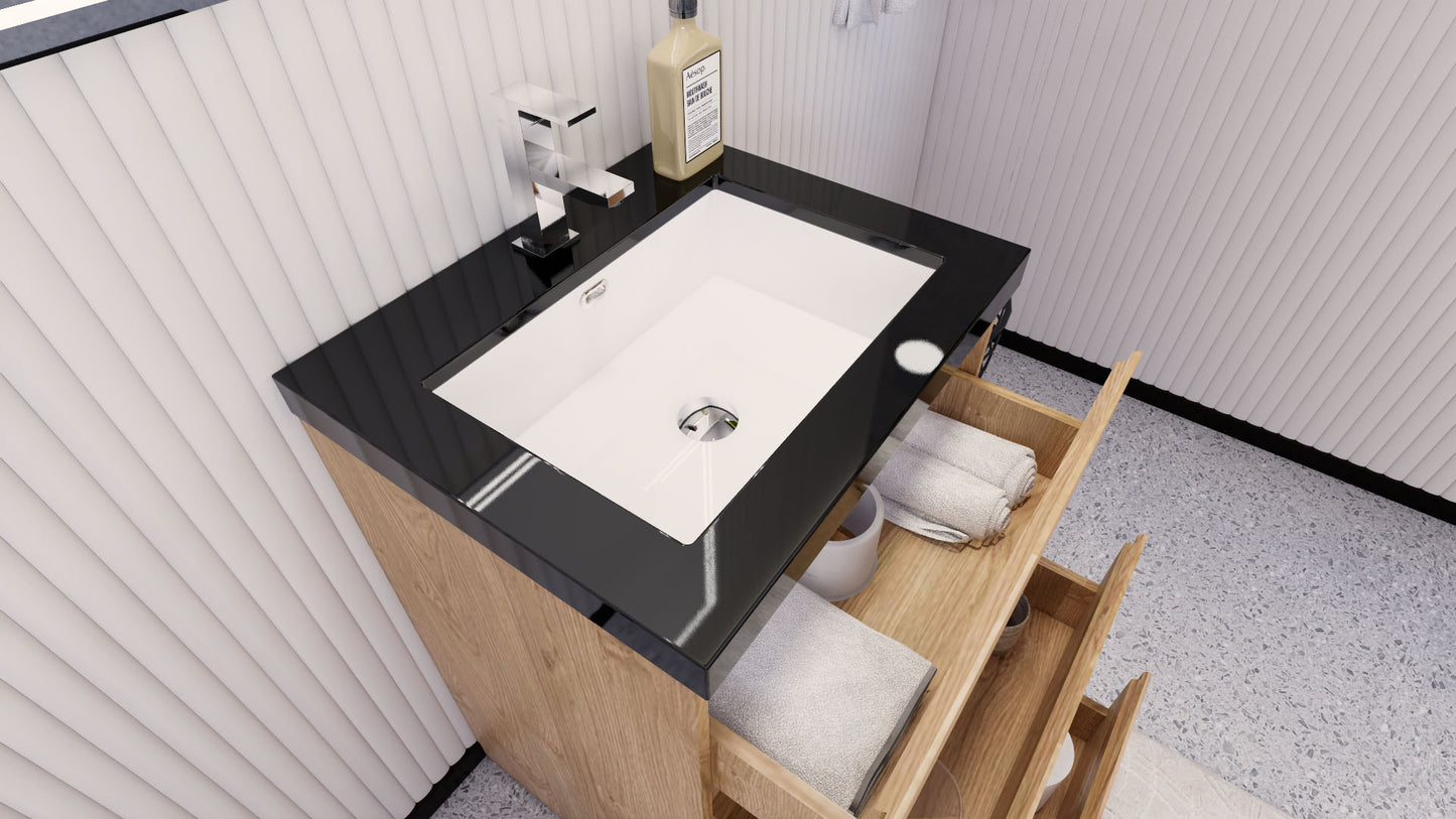 Stanley 24" New England Oak Freestanding Vanity with Reinforced Acrylic Sink