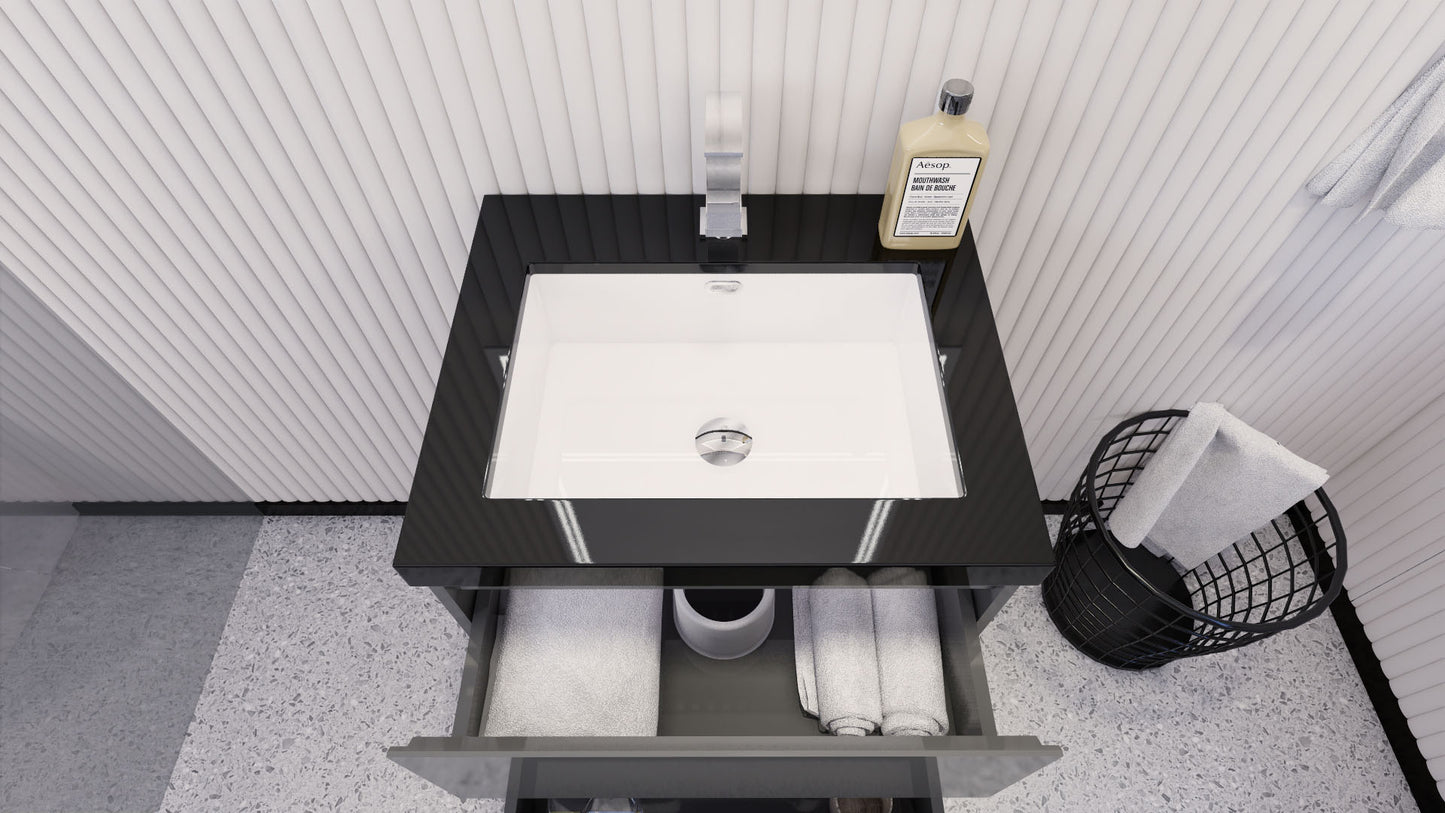 Stanley 24" High Gloss Gray Freestanding Vanity with Reinforced Acrylic Sink