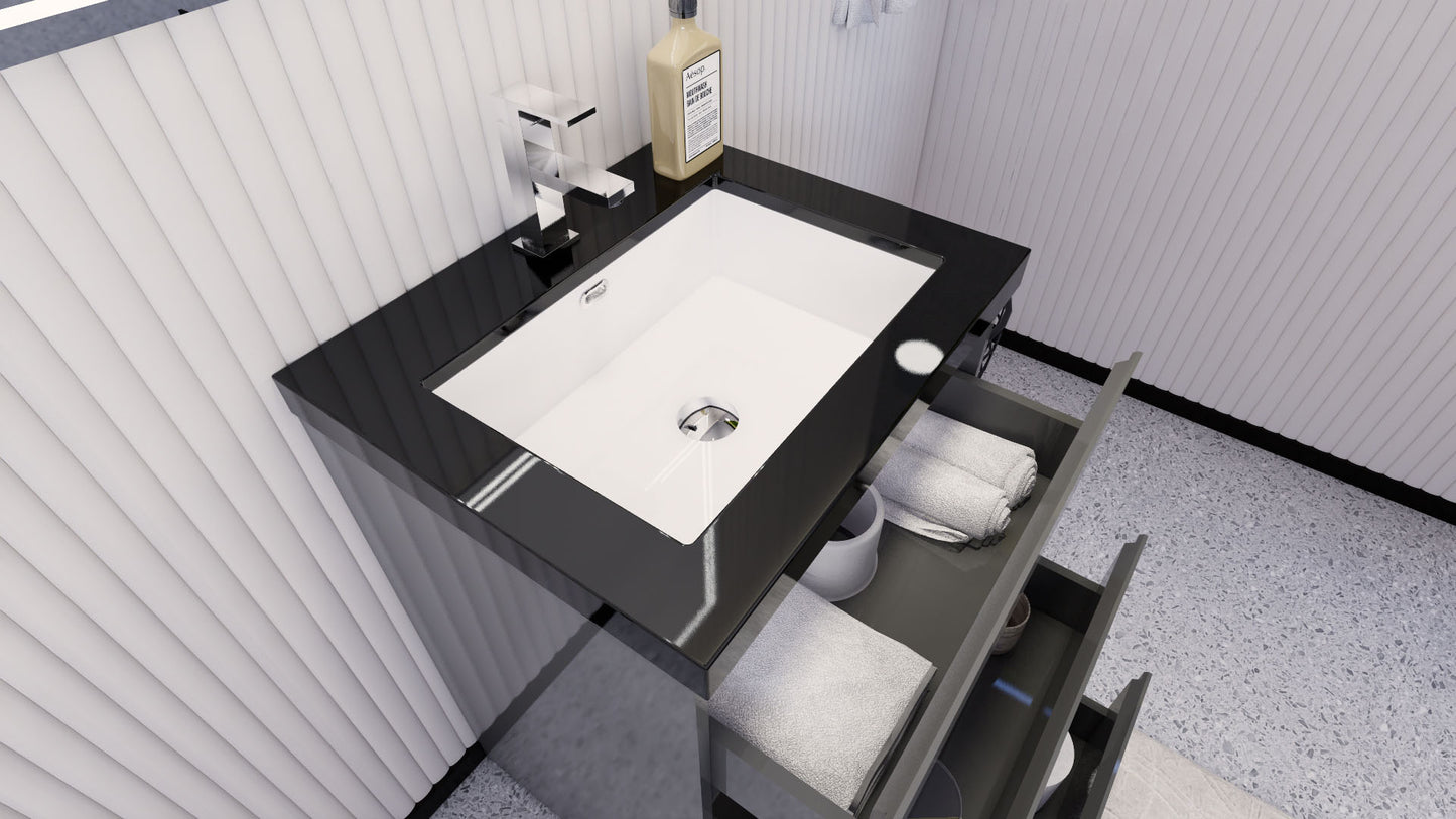 Stanley 24" High Gloss Gray Freestanding Vanity with Reinforced Acrylic Sink