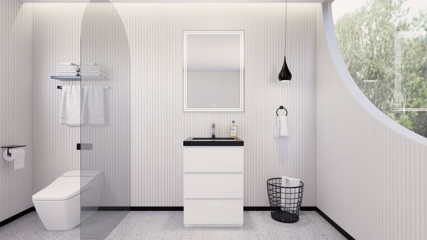 Stanley 24" High Gloss White Freestanding Vanity with Reinforced Acrylic Sink