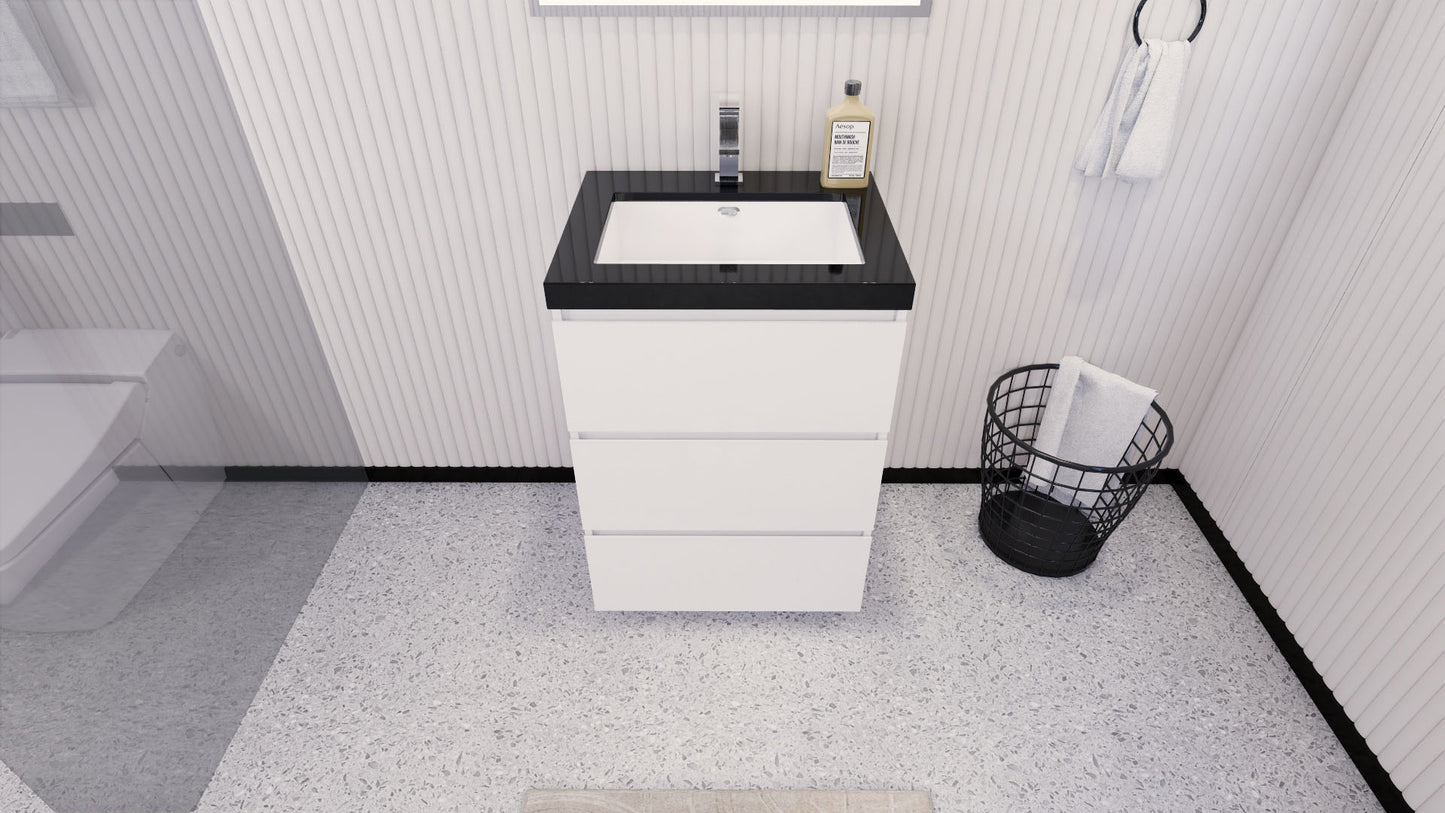 Stanley 24" High Gloss White Freestanding Vanity with Reinforced Acrylic Sink