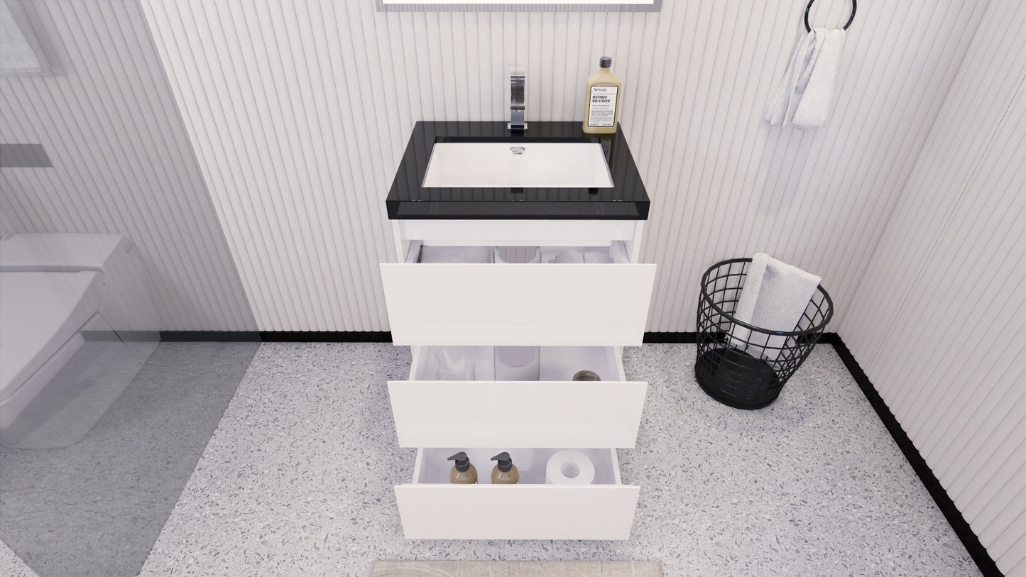 Stanley 24" High Gloss White Freestanding Vanity with Reinforced Acrylic Sink