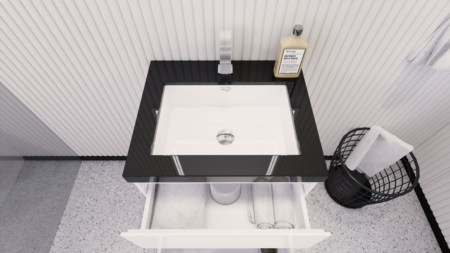 Stanley 24" High Gloss White Freestanding Vanity with Reinforced Acrylic Sink