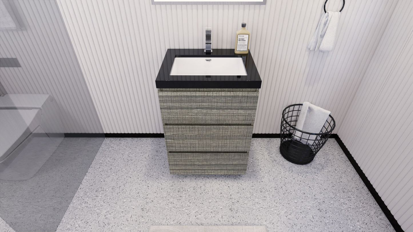 Stanley 24" High Gloss Ash Gray Freestanding Vanity with Reinforced Acrylic Sink