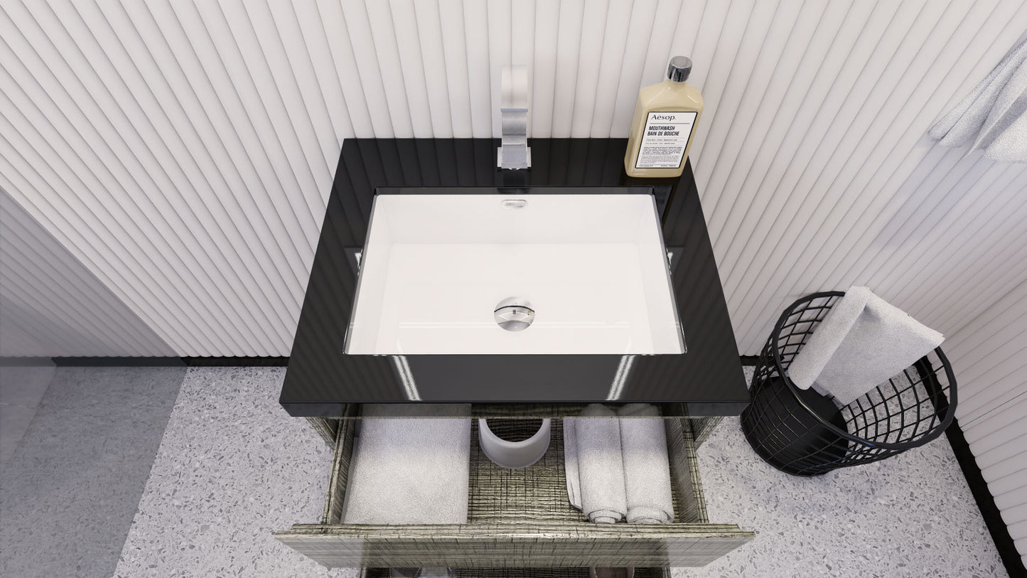 Stanley 24" High Gloss Ash Gray Freestanding Vanity with Reinforced Acrylic Sink