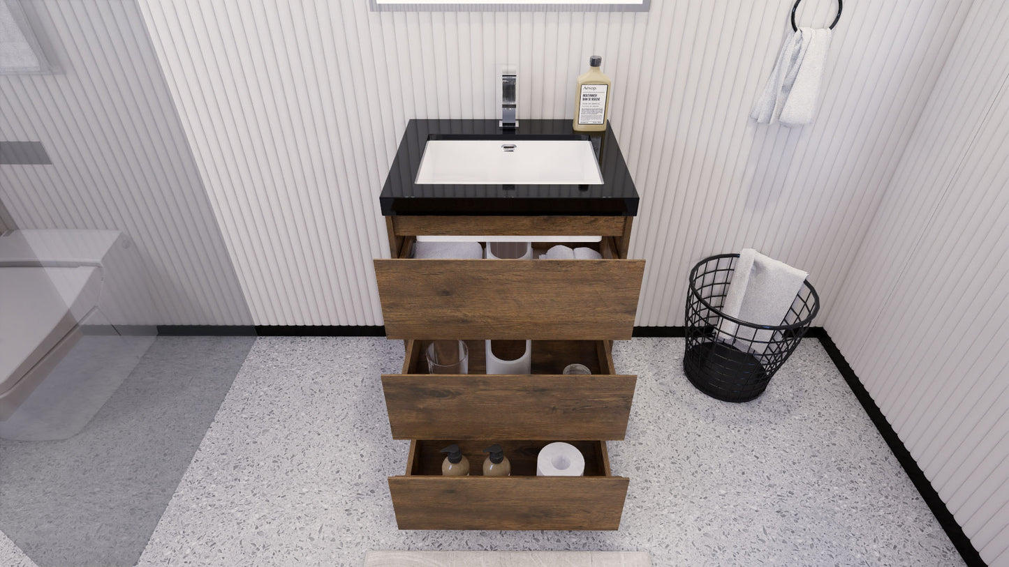 Stanley 24" Rosewood Freestanding Vanity with Reinforced Acrylic Sink