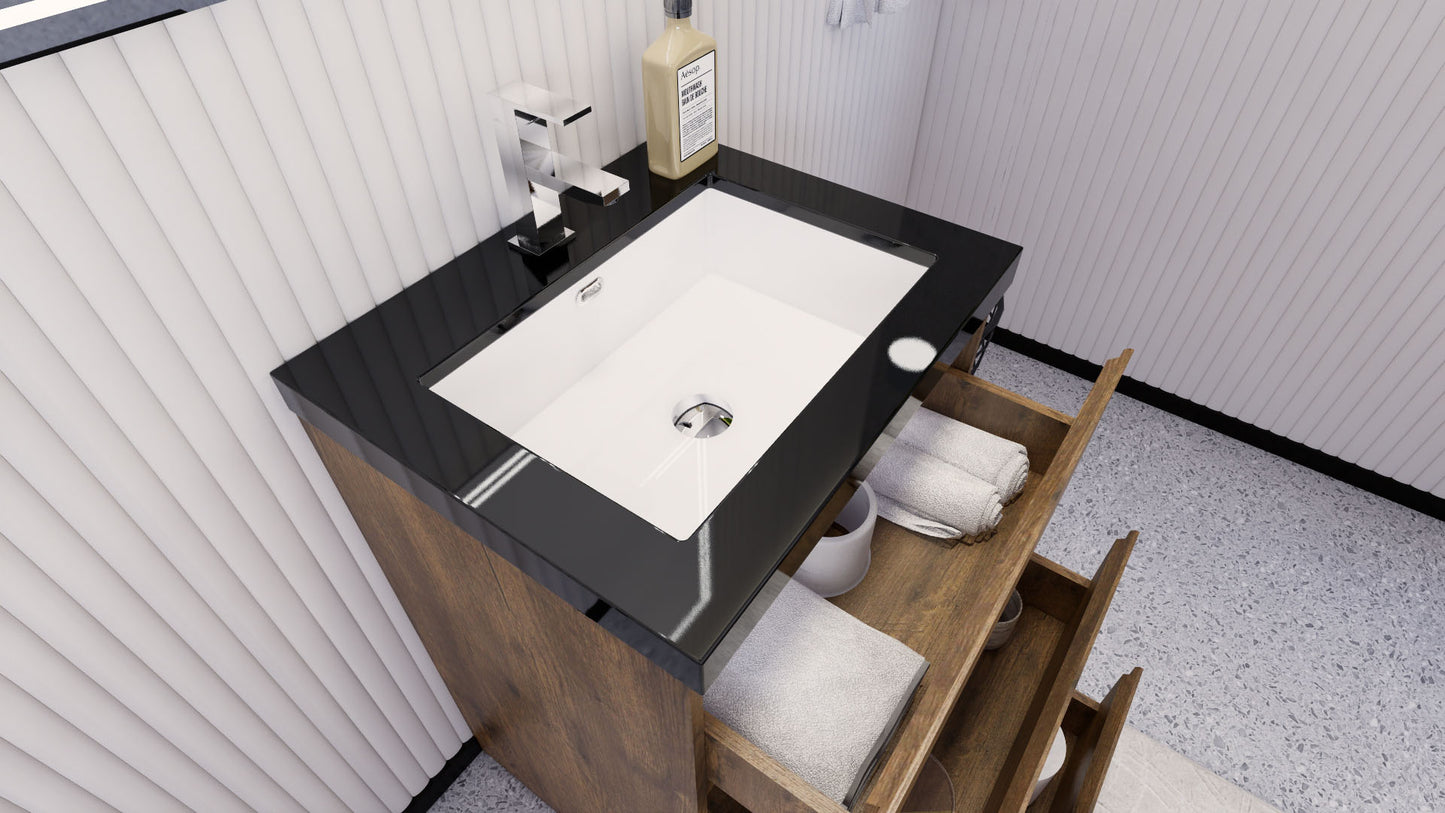 Stanley 24" Rosewood Freestanding Vanity with Reinforced Acrylic Sink