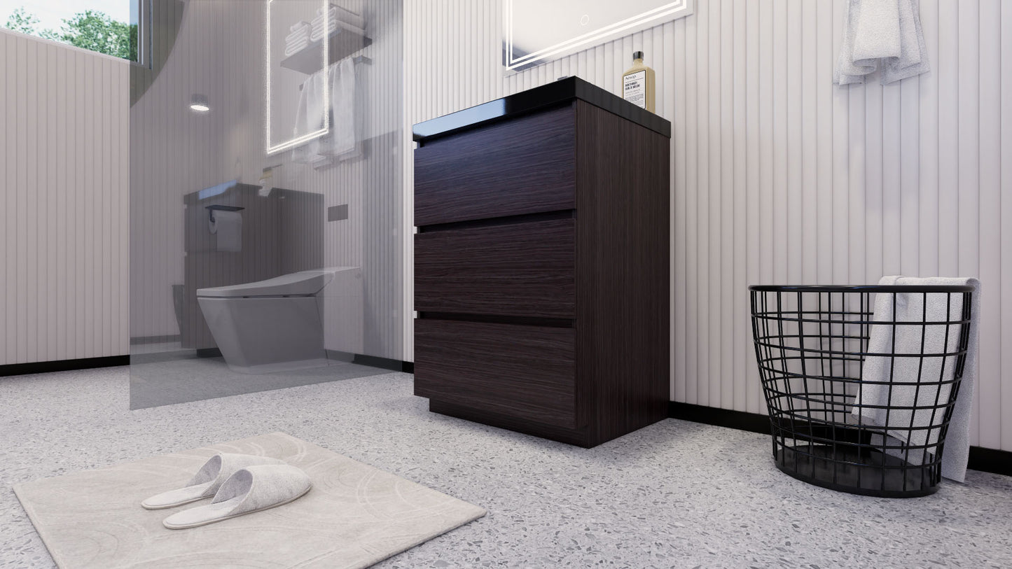 Stanley 24" Dark Gray Oak Freestanding Vanity with Reinforced Acrylic Sink