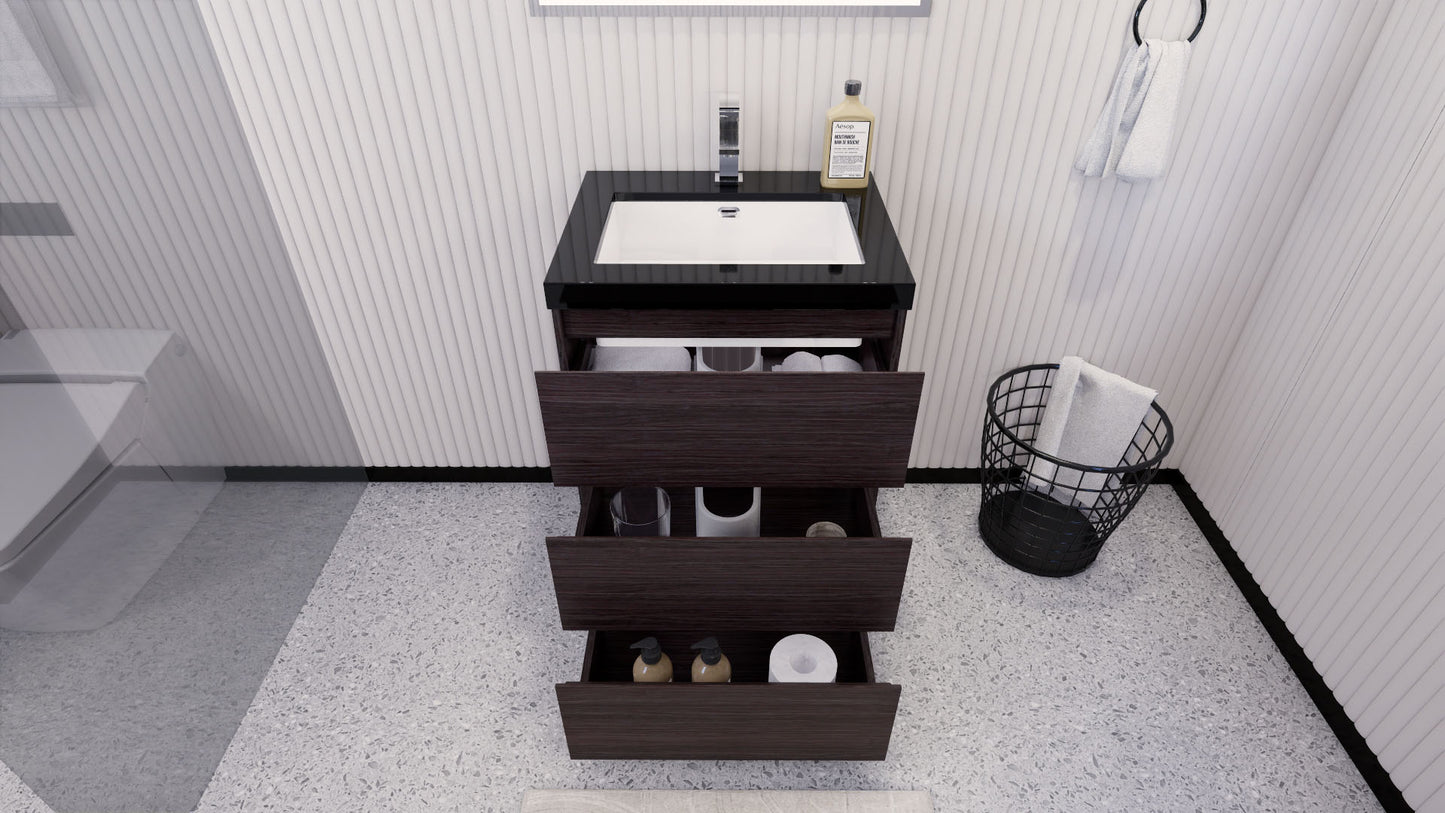 Stanley 24" Dark Gray Oak Freestanding Vanity with Reinforced Acrylic Sink