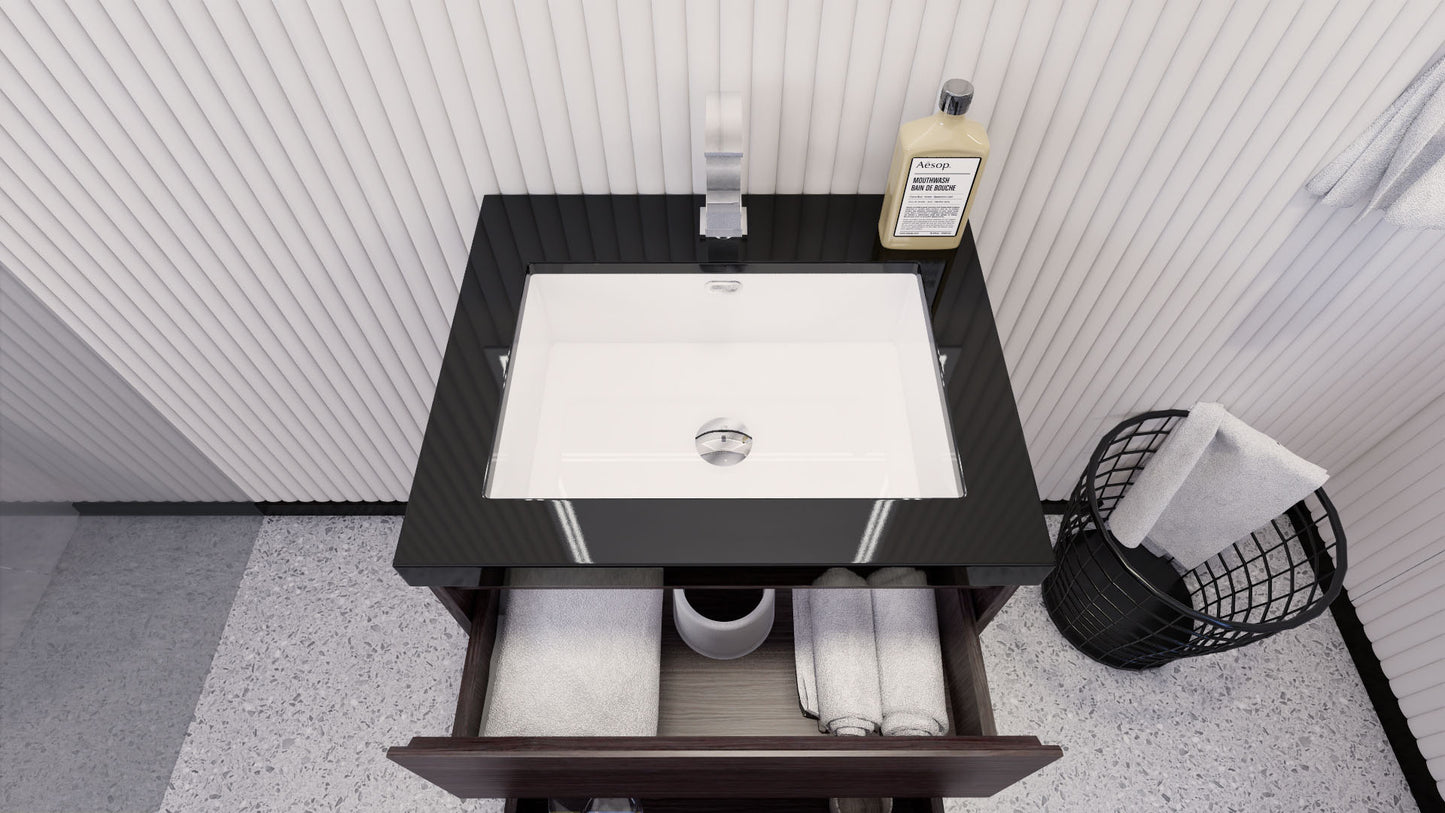 Stanley 24" Dark Gray Oak Freestanding Vanity with Reinforced Acrylic Sink