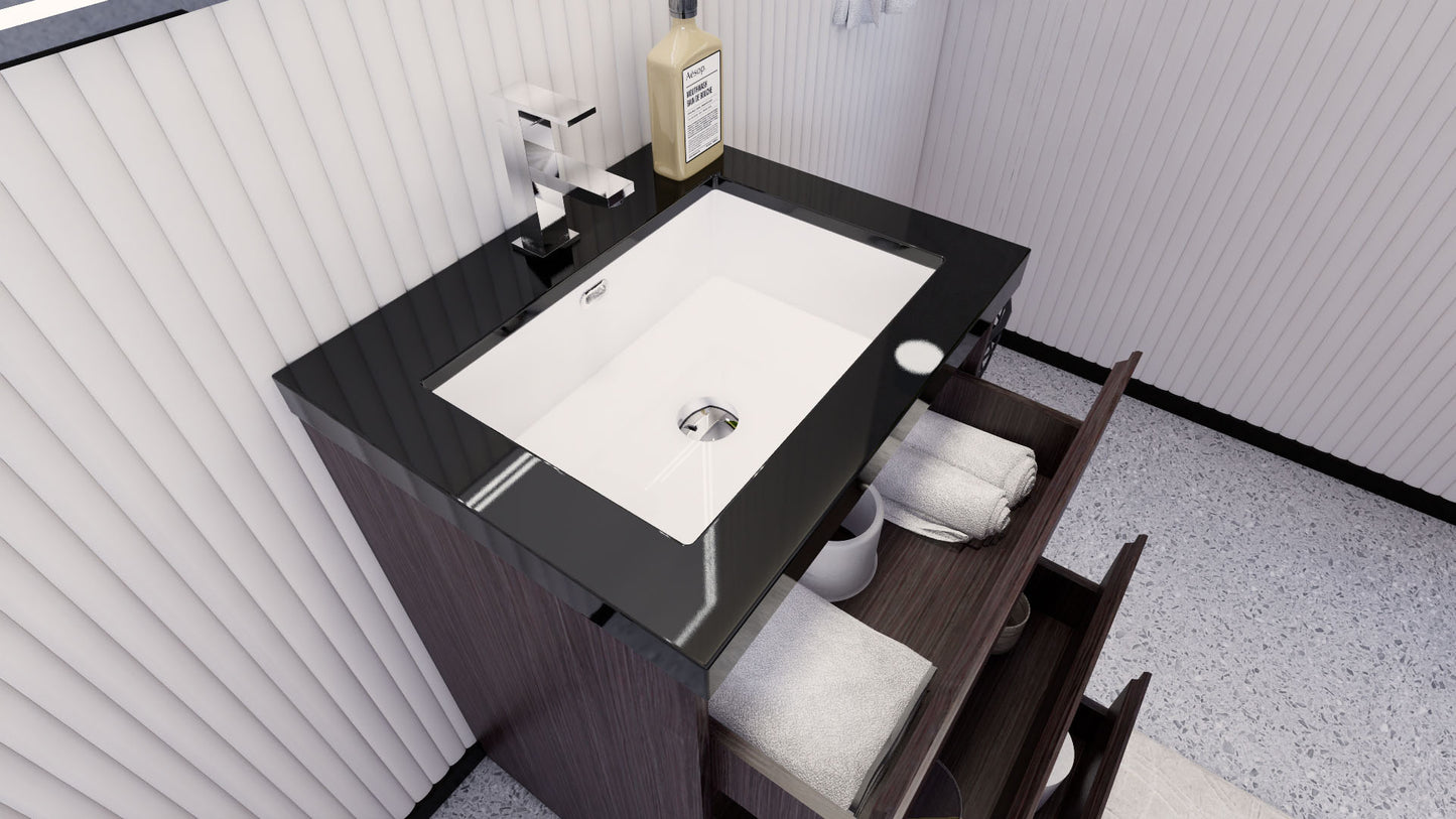 Stanley 24" Dark Gray Oak Freestanding Vanity with Reinforced Acrylic Sink