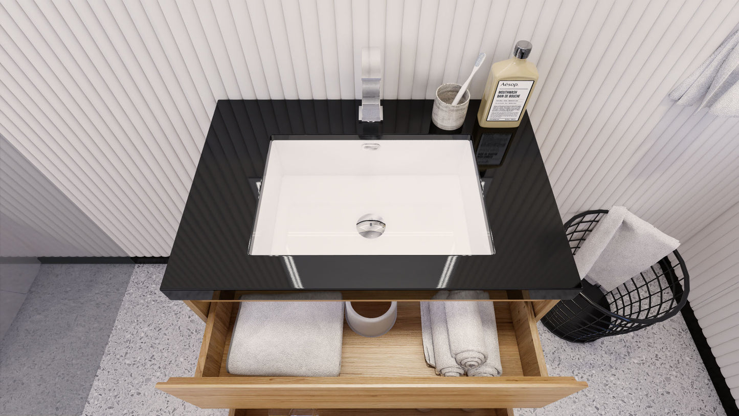 Stanley 30" Natural Oak Freestanding Vanity with Reinforced Acrylic Sink